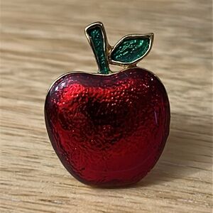 Red Apple Brooch Pin marked Thailand